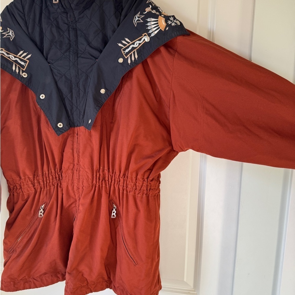 Vintage Bogner Germany Embroidered Western Ski Jacket Rust Orange - Picture 9 of 17